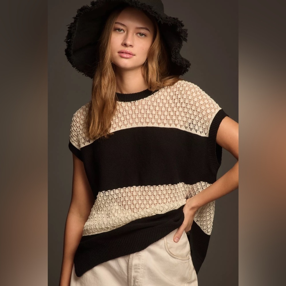 NWT Maeve Open-Stitch Mesh Sweater Vest